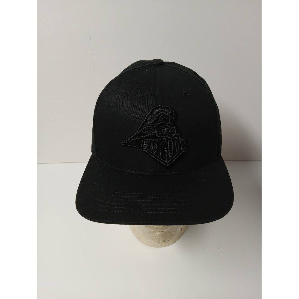 Purdue University Hat Cap With Boilermaker Black On Black Strap Back